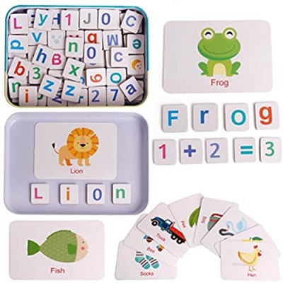 Tangame Wooden Magnetic Letters Alphabet and Numbers Refrigerator Magnet Flash Word Cards Spelling Counting Game Learning Uppercase and Lowercase for 3 4 5 Year Old Preschool Kids Toddler Boys Girls.