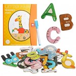 USATDD Jumbo Magnetic Animals Alphabets with Board Colourful Letters Toys Refrigerator Magnet Stick Paper Preschool Learning Spelling Tools Writing &Matching Games Homeschool Supplies for Toddler
