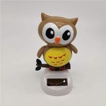 Amosfun Solar Dancing Figures Car Decor Toy Dancer Doll Desktop Decoration Favor Light Coffee Owl Shaped