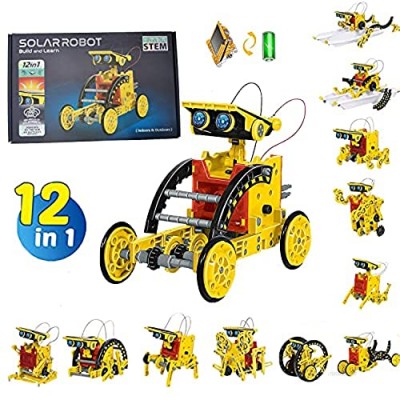 Cutoly STEM Projects 12-in-1 Solar Robot Toy Solar and Battery Powered Education Science Experiment Kits for Kids Aged 8-10