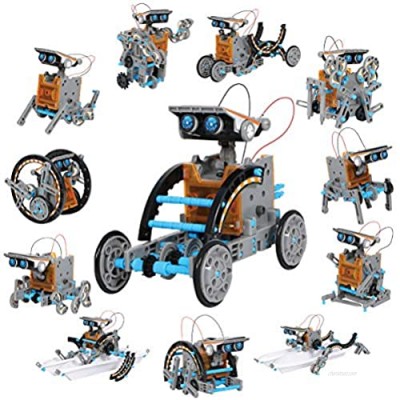 Discovery Kids #MINDBLOWN Solar Robot 12-in-1 Kit  190-Piece STEM Creation Kit with Working Solar Powered Motorized Engine and Gears  Construction Engineering Set
