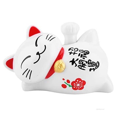 MAGT Lucky Cat Car Accessories Fortune Cat  Solar Powered Adorable Lazy Lying Waving Beckoning Fortune Lucky Cat Car Accessories Powered by Solar Energy (1)