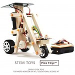 Pica Toys Wooden Solar & Wireless Remote Control Robotics Creative Engineering Circuit Science STEM Building Kit - Dual Powers for Electric Motor - DIY Experiment for Kids Teens and Adults