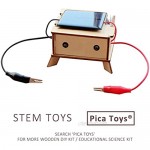 Pica Toys Wooden Solar Induction Detecting Robot Creative Engineering Circuit Science STEM Tool - Dual Powers DIY Experiment for Kids Teens and Adults