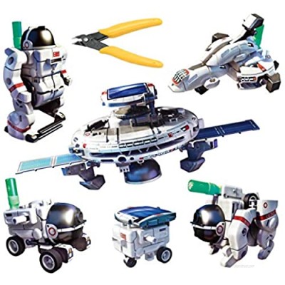 Tuistor Solar Space Fleet – The Space Explorer 6 in 1 Spacecraft Models Solar Robots Kit Includes Pliers + Solar Rechargeable Battery –DIY Space STEM Toys for Boys & Girls 8  9  10  11  12 Years Old