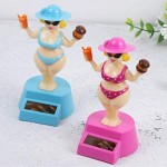VALICLUD 2pcs Solar Dancing Bikini Girls Car Ornament Adornment Funny Swinging Dolls Car Decor Gift (Random Color)
