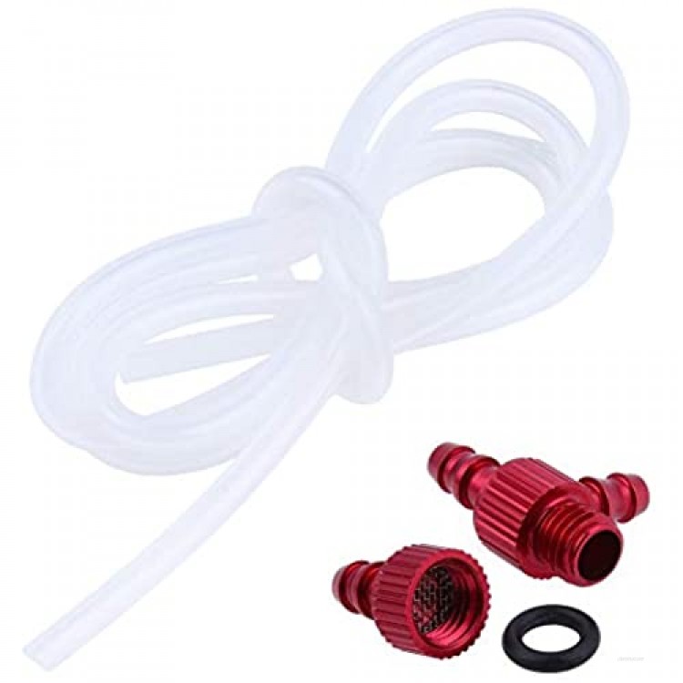 Hobbypark 1/8 Aluminum 3-Way T Fuel Filter Tubing Coupler w/Hose for RC Airplane (Red)