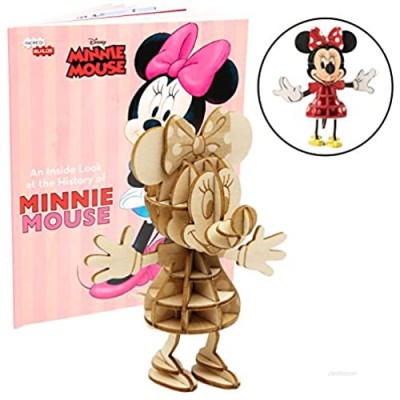 Disney Minnie Mouse 3D Wood Puzzle & Model Figure Kit (36 Pcs) - Build & Paint Your Own 3-D Toy - Holiday Educational Gift for Kids & Adults  No Glue Required  8+ 
