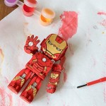IncrediBots Marvel Avengers Iron Man 3D Posable Wood Puzzle & Model Figure Kit (65 Pcs) - Build & Paint Your Own 3-D Toy - Holiday Educational Gift for Kids & Adults No Glue Required 8+ 