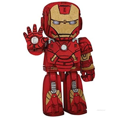 IncrediBots Marvel Avengers Iron Man 3D Posable Wood Puzzle & Model Figure Kit (65 Pcs) - Build & Paint Your Own 3-D Toy - Holiday Educational Gift for Kids & Adults  No Glue Required  8+ 