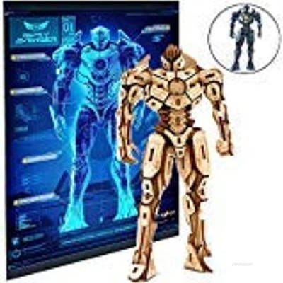 Pacific Rim Uprising Gipsy Avenger 3D Wood Puzzle & Model Figure Kit w/ Exclusive Poster (145 Pcs) - Build & Paint Your Own 3-D Movie Toy - Educational Gift for Kids & Adults  No Glue Required  12+