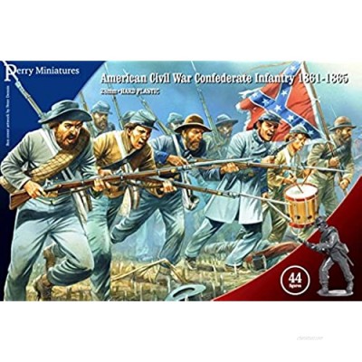 Plastic Toy Soldiers Kit 28mm American Civil War CSA Infantry 1861-65 44 Model Figures with Flags Wargaming Set