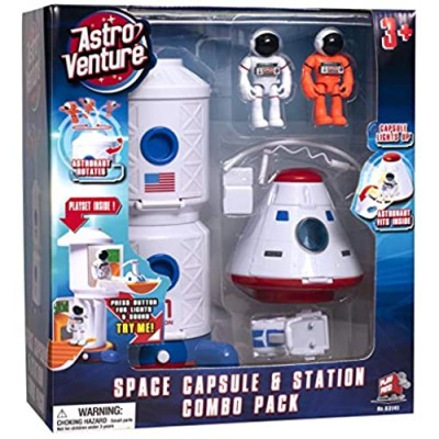 Astro Venture Space Playset - Toy Space Station & Space Capsule with Lights and Sound & 2 Astronaut Figurine Toys for Boys and Girls