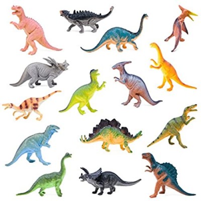 Boley Monster 15 Pack Large 7" Toy Dinosaur Set - Enormous Variety of Authentic Type Plastic Dinosaurs - Great As Dinosaur Party Supplies  Birthday Party Favors  and More!