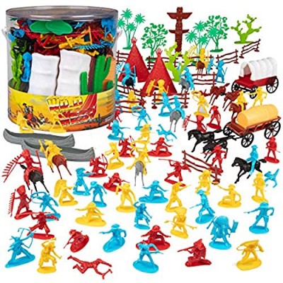 Cowboys & Indians Wild West Figure Playset  108 pieces with 16 Different Poses & 8 Unique Sculpts  Fun Toy Gift for Kids
