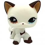 Greneric Littlest Pet Shop LPS Toy Mini Pet Toys Brown/Blue Eyes White Cat Hand Painted Figures Collection Boys Girls Kids Gift Set