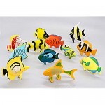 HAPTIME 12PCS Tropical Fish Toys Set Pastic Cute Sea Life Creatures Learning Educational Toy Party Favors & Christmas Gifts for Boys Girls Kids
