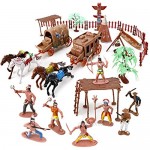 Liberty Imports Wild West Cowboys and Native American Indians Plastic Figure Soldiers Toys Bucket Playset (55 Pieces)