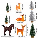 Skylety 18 Piece Woodland Animals Figurines Woodland Creatures Figurines Realistic Plastic Wild Forest Animals Figurines for New Year Birthday Christmas Party