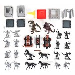 Sunny Days Entertainment Knights and Dragons Figures in Bucket – 42 Assorted Soldiers and Accessories Toy Play Set for Kids Boys and Girls | Plastic Fantasy Figurines with Storage Container
