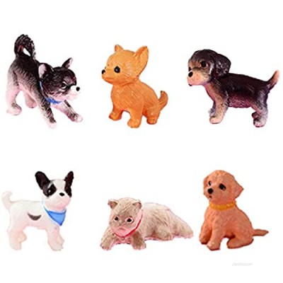 YOUOR 6pcs Simulation Mini Cat Dog Model Figurines Animals Miniature Pet Puppy Doll Toys