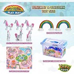 YoYa Toys Unicorn Wonderland Play Mat & Unicorn Toy Set | Colorful Activity Playmat & (6) Unicorn Figurine Set Keeps Little Girls Entertained for Hours | Adorable Playset Makes a Great Gift for Girls