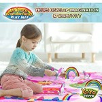 YoYa Toys Unicorn Wonderland Play Mat & Unicorn Toy Set | Colorful Activity Playmat & (6) Unicorn Figurine Set Keeps Little Girls Entertained for Hours | Adorable Playset Makes a Great Gift for Girls