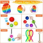 20 Pack Fidget Toy Set Sensory Fidget Toys Set with Push Popp Bubble Simple Dimple Stress Relief Fidget Toys Packages Fidget Toys Pack Cheap for Kids Adults