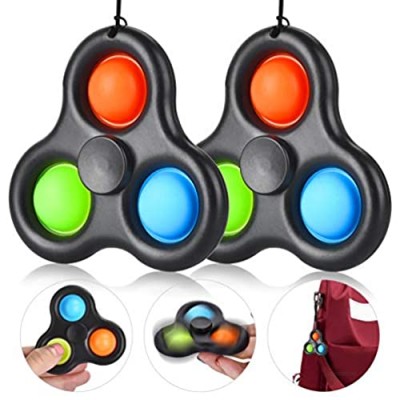 Angde Simple Dimple Fidget Toy  Fidget Spinners  2 Pack 2 in 1 Simple Dimple  Simple Dimple Fidget Popper  Anxiety Stress Reliever Soft Silicone Fidget Toys for Adults and Kids (Black)