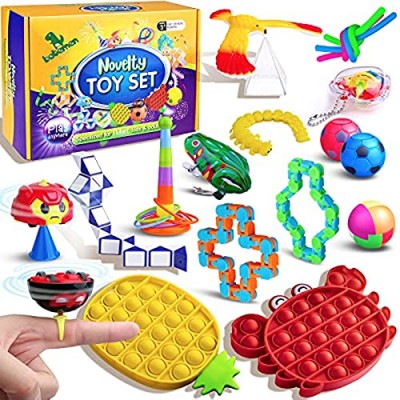 BATEMEN Fidget Pack Toys   Stress & Anxiety Relief Blocks Tools  Bundle Plaything Push Figet Toys for Adults Kids  Autistic ADHD Toys Stress Balls Fidget Spinner Marble Puzzle Ball Pop Tube Fidget Box