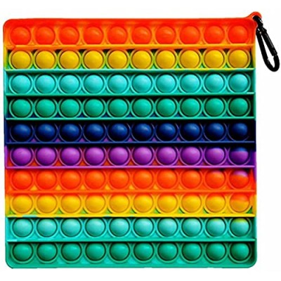 Big Size Fidget Toys Pop Bubble Sensory Toys  Autism Special Needs Stress Relief Silicone Pressure Relieving Toys  Stress Relieving Fidget Game for Kids & Adults(7.87 inches  Rainbow Single Square)