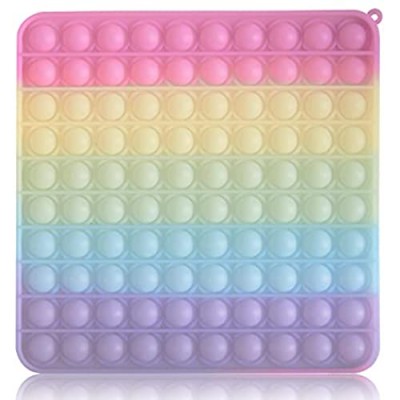 Discoloration Big Size 100 Pops Pop Push it Sensory Fidget Toy  5 Gradient Rainbow Colors in The Sun， Autism Special Needs Stress Reliever Silicone Toy Novelty Gift for Kids and Adults(Square)