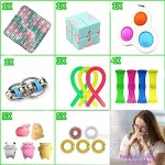 EXZ Sensory Fidget Toys Pack 20 Pcs Sensory Fidget Toy Stress Relief and Anxiety，Marble Mesh Heart Shaped Puzzles Fidget Pack for ADHD Autism Stress Bubbles for Kids（Pink）