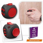 fabquality Fidget Cube + Steel Flipping Chain - Premium Quality Fidget Cube Ball with Exclusive Protective Case Stress Relief Toy (Black & Red)