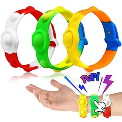 Fidget Toys Bracelets  3PCS Push Bubble Pop It Fidget Toys Bracelets  Stress Relief Fidget Toys Bracelets For Kids Adults Hand Finger Press Silicone Toy Gift  Pop It Perfect For Keep The Brain Focused