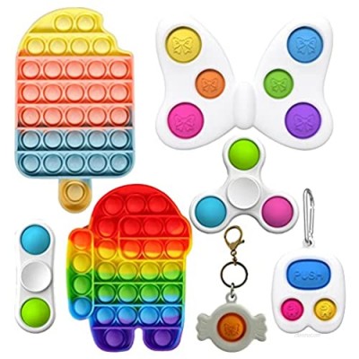 Fidget Toys Set  Fidget Pack  Pop Bubble Fidget Sensory Toy  Premium Simple Dimple Toys with Sound on Both Sides  Great for Relieving Stress on Adults and Kids