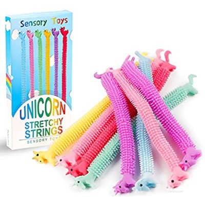 Genovega 8 Pack Stretchy String Fidget Sensory Stress Toy Therapy Unicorn for Kid Children Boy Girl Autism ADHD Relief Anti Anxiety Monkey Noodle Calm Relax