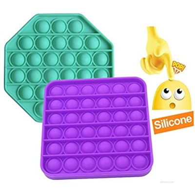 GOODaaa Push Pop Bubble Fidget Toy  Puzzle Stress Relief and Anti-Anxiety Tools for Kids and Adults Relieve The Stress of Autism and Help Restore Emotions（Square Purple + Octagonal Green）