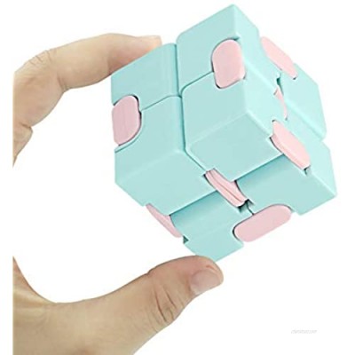 KEEYMENT Infinity Cube Fidget Cube Toy Stress Relief for Adults and Kids   Fidget Toy Cute Puzzle Flip Cube for Anxiety Relief and Killing Time (Blue)