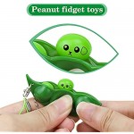 KEEYMENT Pea Popper Fidget Toy Funny Facial Expressions Squeeze Bean Fidget Toy with Keychain for Kids and Adults Pea Pods Fidget Release Stress Anxiety and Kill Time (5 PCS)