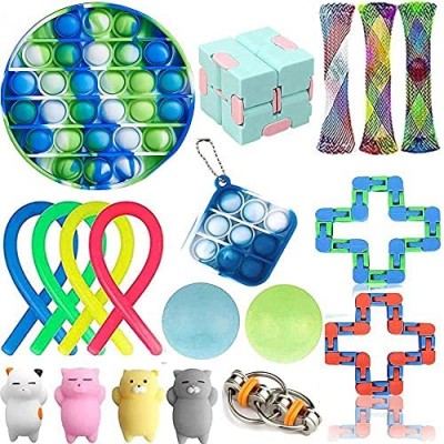 Kzidro Fidget Toys – Stress Relief Toys for Focus & Calm – Toy Box & Party Favor Fidget Pack + Reusable Bag (19Pcs)