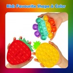 Push Bubble Fidget Pack Pop Silicone Squeeze Sensory Toy Gift for Kids Children ADD ADHD Autism Toys Focusing Tool Sunflower Strawberry Pineapple Shape (Rainbow/Red/Yellow 3-Pack)