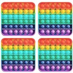 Push Pop Bubble Sensory Fidget Toys CAMTOA 4 Pack Rainbow Square Squeeze Toys Autism Special Needs Anxiety Stress Relief Fidget Toy for Kids Adults Older