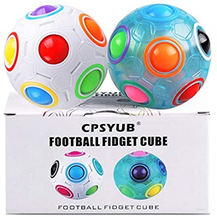 Rainbow Magic Ball Cube 2 Pack Magic Rainbow Ball Fidget Sensory Ball Brain Teasers Games for Puzzle Bundle Stress Fidget Toys for Kids or Adults