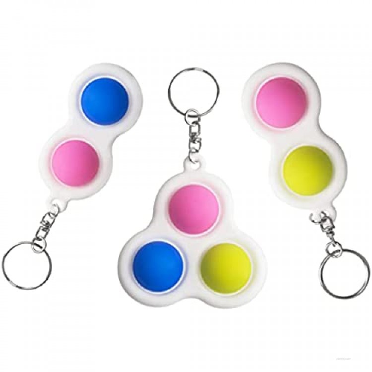 samiadat Simple Dimple Fidget Toys Hand Toys Keychain Stress Relief Push Bubble Sensory Fidget Toy for Kids and Adults Office & Desk Toys 3pcs