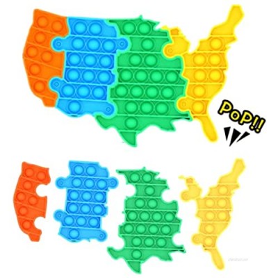 Sbrvaniy 4PCS Pop Fidget Push Bubble Poppers Sensory Toys | Independence Day ADHD  ADD  Autism  OCD | Puzzle Special Needs Anti-Anxiety Reliever (USA Map)