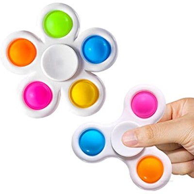 SCIONE Fidget Spinners 2 Pack Fidget Toy Poopp Fidget Packs for Kids Push-Poopp Bubble Sensory Toys for Adults Fidget Pack with Poopp Hand Spinners Toy