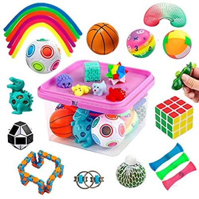 Sensory Fidget Toys Set  Fidget Sensory Toys Bundle for Kids Autism  ADHD  Adults Anxiety Stress Relief Kit with Stress Balls  Squishy  Stretchy String  Puzzle Balls Variety 27 Pack