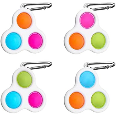 Simple Dimple Fidget Toy CAMTOA Mini Push Bubble Sensory Toys 4pcs Silicone Squeeze Decompression Toys Push into Popular Gadgets Keychain Sensory Toys for Office and Life Stress Relief