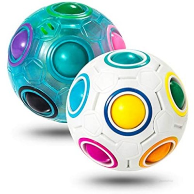 Vdealen Magic Rainbow Puzzle Ball  Speed Cube Ball Puzzle Game Fun Stress Reliever Magic Ball Brain Teaser Fidget Toys for Children Teens & Adults 2 Pack